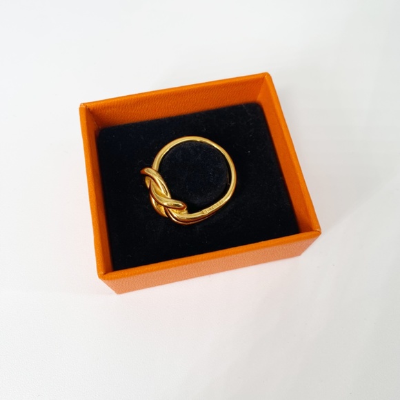 Hermes Atame Gold Metal Scarf Ring with Box Rare Vintage - Picture 4 of 12